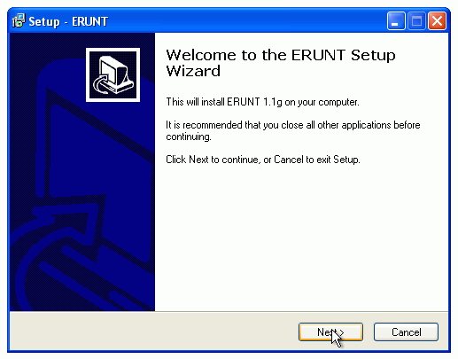 At the Setup Wizard Welcome window, press "Next".
