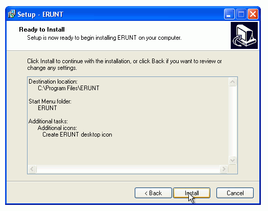 If everything looks OK, press the "Install" button.