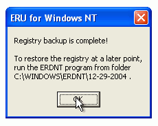 Press the "OK" button when the backup is complete.