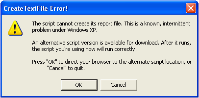 The "CreateTextFile" error is intermittent under Windows XP